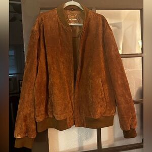 Men's vintage Brown Suede Bomber Jacket XXL